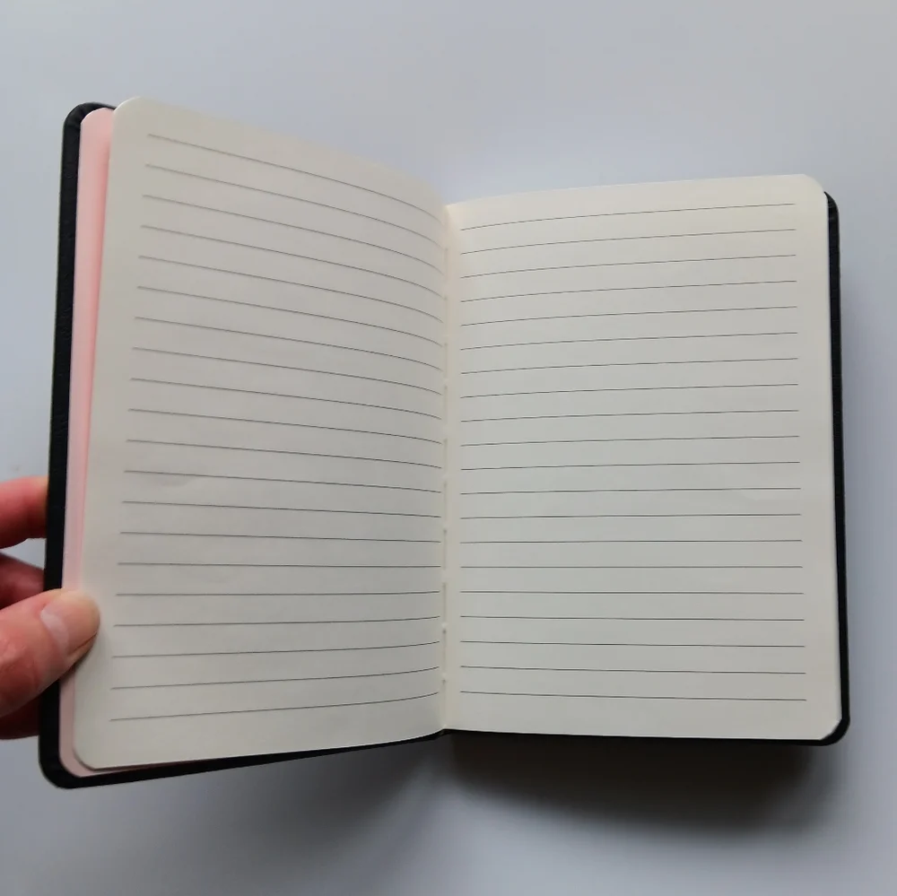 New Eccolo Journal Notepad Lined Black Cover White Pearl Shaped Beads 5 x 7